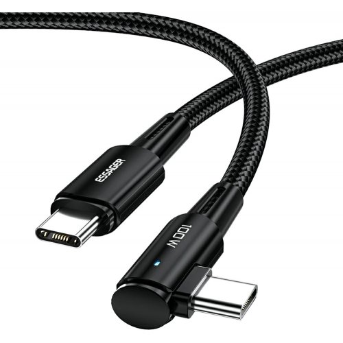 Купити Кабель Essager Sunset Bend USB Type-C to USB Type-C 100W 1m (EXCTT1-CGWT01) Black - ціна в Києві, Львові, Вінниці, Хмельницькому, Франківську, Україні | інтернет-магазин TELEMART.UA фото