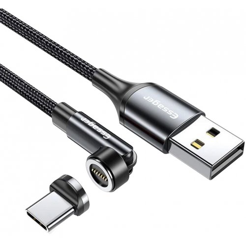 Купити Кабель Essager Universal 540° Rotate Magnetic USB to USB Type-C 15W 1m (EXCCXT-WC0G) Gray - ціна в Києві, Львові, Вінниці, Хмельницькому, Франківську, Україні | інтернет-магазин TELEMART.UA фото