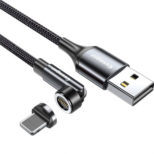 Купить Кабель Essager Universal 540° Rotate Magnetic USB to Lightning 15W 1m (EXCCXL-WX0G) Gray - цена в Харькове, Киеве, Днепре, Одессе
в интернет-магазине Telemart фото