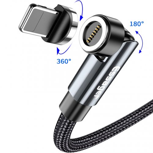 Купити Кабель Essager Universal 540° Rotate Magnetic USB to Lightning 15W 1m (EXCCXL-WX0G) Gray - ціна в Києві, Львові, Вінниці, Хмельницькому, Франківську, Україні | інтернет-магазин TELEMART.UA фото