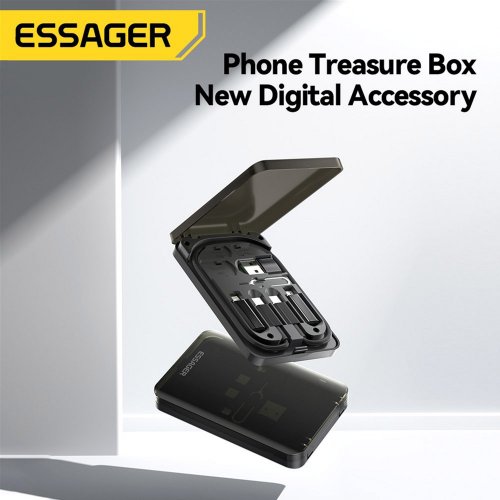 Купити Комплект адаптерів Essager Multifunctional Data Cable Storage Box 0.28m (ECJHZ-JH01-P) Black - ціна в Києві, Львові, Вінниці, Хмельницькому, Франківську, Україні | інтернет-магазин TELEMART.UA фото