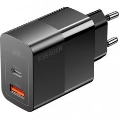 Мережевий зарядний пристрій Essager Pinchen GaN Travel USB + USB Type-C 33W (ECTAC-PCB01-P) Black