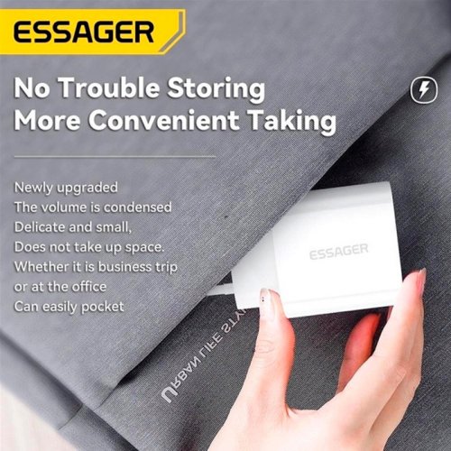 Купить Сетевое зарядное устройство Essager Vanjane Travel USB Type-C 20W (ECTC-FJB02-P) White - цена в Харькове, Киеве, Днепре, Одессе
в интернет-магазине Telemart фото