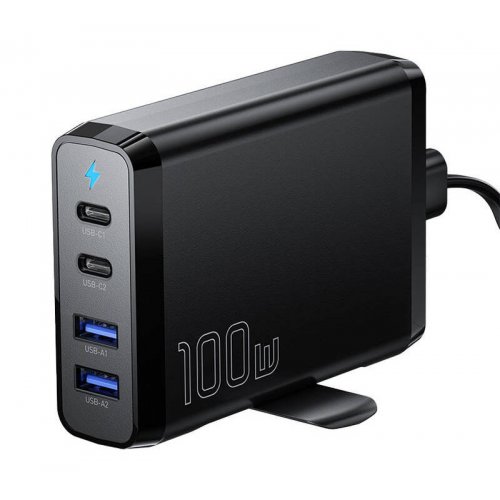 Купить Сетевое зарядное устройство Essager GaN 2 x USB + 2 x USB Type-C 100W (ECT2CA-FLB01-Z) Black - цена в Харькове, Киеве, Днепре, Одессе
в интернет-магазине Telemart фото