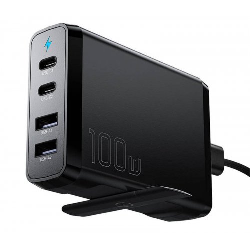 Купить Сетевое зарядное устройство Essager GaN 2 x USB + 2 x USB Type-C 100W (ECT2CA-FLB01-Z) Black - цена в Харькове, Киеве, Днепре, Одессе
в интернет-магазине Telemart фото