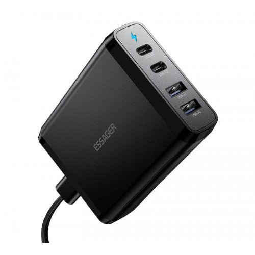 Купить Сетевое зарядное устройство Essager GaN 2 x USB + 2 x USB Type-C 100W (ECT2CA-FLB01-Z) Black - цена в Харькове, Киеве, Днепре, Одессе
в интернет-магазине Telemart фото