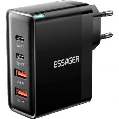 Мережевий зарядний пристрій Essager Grace GaN Travel 2 x USB + 2 x USB Type-C 100W (ECT2CA-QYB01-Z) Black