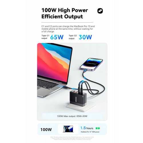 Купить Сетевое зарядное устройство Essager Grace GaN Travel 2 x USB + 2 x USB Type-C 100W (ECT2CA-QYB01-Z) Black - цена в Харькове, Киеве, Днепре, Одессе
в интернет-магазине Telemart фото