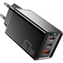 Сетевое зарядное устройство Essager Kolsang GaN Travel USB + 2 x USB Type-C 67W (ECTAC-KSB01-Z) Black