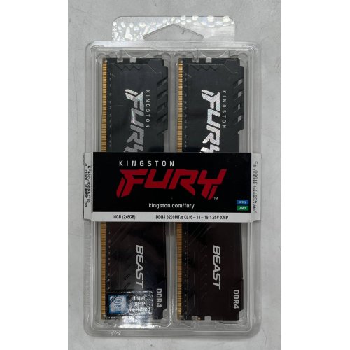 Купить Озу Kingston DDR4 16GB (2x8GB) 3200Mhz FURY Beast Black (KF432C16BBK2/16) (Восстановлено продавцом, 677027) с проверкой совместимости: обзор, характеристики, цена в Киеве, Днепре, Одессе, Харькове, Украине | интернет-магазин TELEMART.UA фото