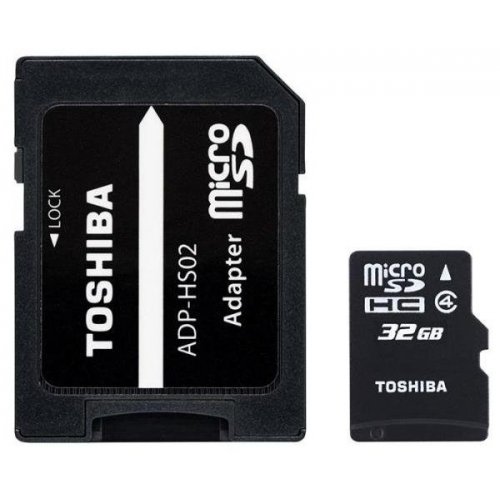 Карта пам'яті Toshiba microSDHC 32Gb Сlass 4 (с адаптером) (TNH-M102K0320M2) купити в Україні | Telemart фото