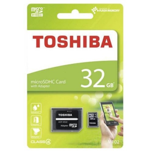 Карта пам'яті Toshiba microSDHC 32Gb Сlass 4 (с адаптером) (TNH-M102K0320M2) купити в Україні | Telemart фото