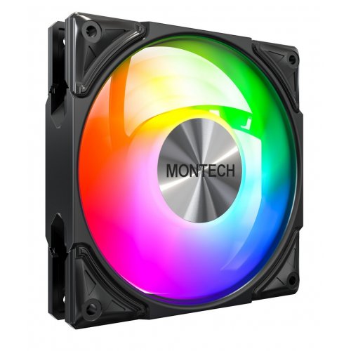 Кулер для корпуса Montech Metal Pro 12 ARGB PWM Black купити з перевіркою сумісності: огляд, характеристики, ціна у Києві, Львові, Вінниці, Хмельницькому, Івано-Франківську, Україні | інтернет-магазин TELEMART.UA фото