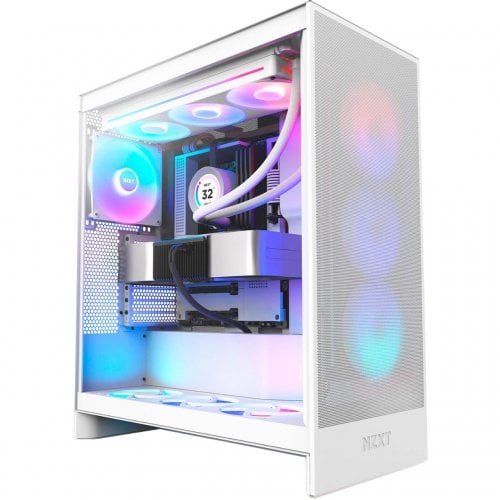 Корпус NZXT H7 Flow RGB без БЖ (CM-H72FW-R1) White купити з перевіркою сумісності: огляд, характеристики, ціна у Києві, Львові, Вінниці, Хмельницькому, Івано-Франківську, Україні | інтернет-магазин TELEMART.UA фото