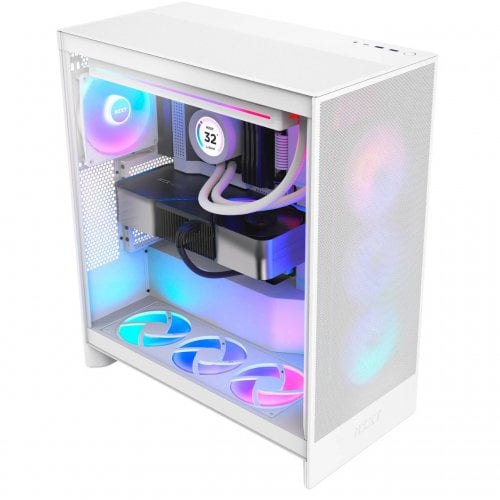 Корпус NZXT H7 Flow RGB без БЖ (CM-H72FW-R1) White купити з перевіркою сумісності: огляд, характеристики, ціна у Києві, Львові, Вінниці, Хмельницькому, Івано-Франківську, Україні | інтернет-магазин TELEMART.UA фото