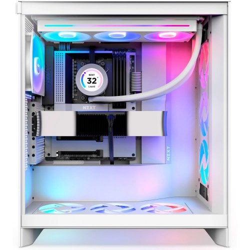 Корпус NZXT H7 Flow RGB без БЖ (CM-H72FW-R1) White купити з перевіркою сумісності: огляд, характеристики, ціна у Києві, Львові, Вінниці, Хмельницькому, Івано-Франківську, Україні | інтернет-магазин TELEMART.UA фото