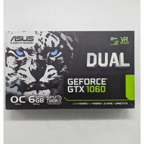 Купить Видеокарта Asus GeForce GTX 1060 Dual OC 6144MB (DUAL-GTX1060-O6G) (Восстановлено продавцом, 677423) с проверкой совместимости: обзор, характеристики, цена в Киеве, Днепре, Одессе, Харькове, Украине | интернет-магазин TELEMART.UA фото