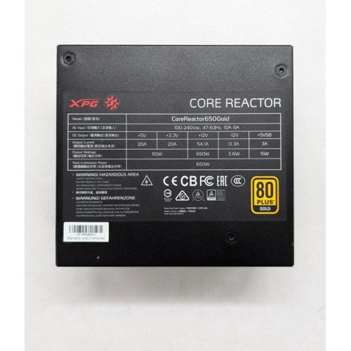 Блок живлення XPG Core Reactor 650W (COREREACTOR650G-BKCEU) Black (Відновлено продавцем, 677710) купити з перевіркою сумісності: огляд, характеристики, ціна у Києві, Львові, Вінниці, Хмельницькому, Івано-Франківську, Україні | інтернет-магазин TELEMART.UA фото