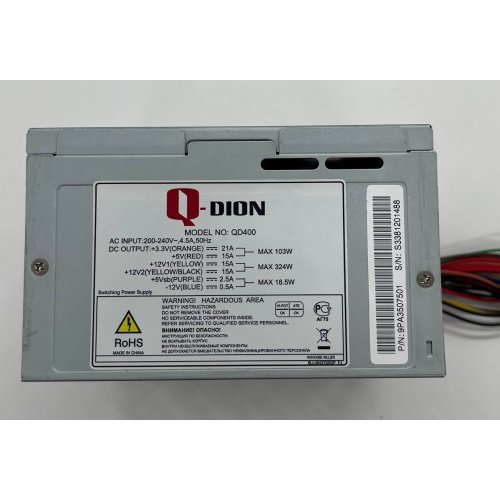 Блок живлення FSP Qdion 400W (QD400) (Відновлено продавцем, 677864) купити з перевіркою сумісності: огляд, характеристики, ціна у Києві, Львові, Вінниці, Хмельницькому, Івано-Франківську, Україні | інтернет-магазин TELEMART.UA фото