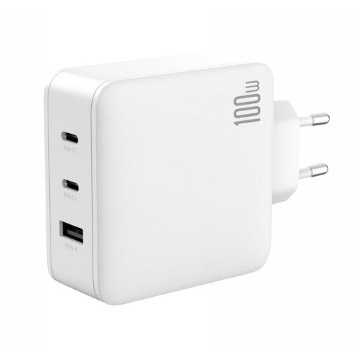 Купити Мережевий зарядний пристрій XO CE14 GaN USB Type-A + 2 x USB Type-C 100W White - ціна в Києві, Львові, Вінниці, Хмельницькому, Франківську, Україні | інтернет-магазин TELEMART.UA фото