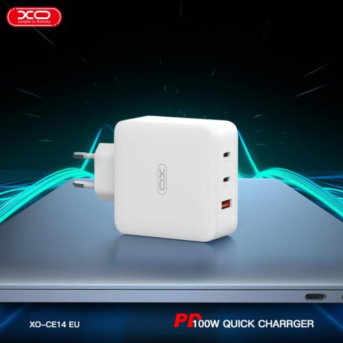 Купить Сетевое зарядное устройство XO CE14 GaN USB Type-A + 2 x USB Type-C 100W White - цена в Харькове, Киеве, Днепре, Одессе
в интернет-магазине Telemart фото