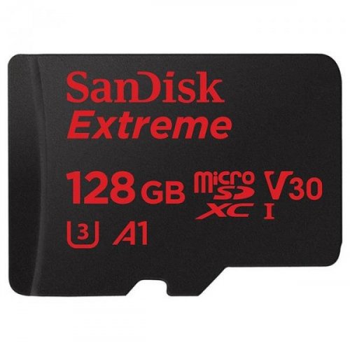 Купить Карта памяти SanDisk microSDXC Extreme Action 128GB Class 10 V30 A1 UHS-I U3 (с адаптером) (SDSQXAF-128G-GN6AA) - цена в Харькове, Киеве, Днепре, Одессе
в интернет-магазине Telemart фото