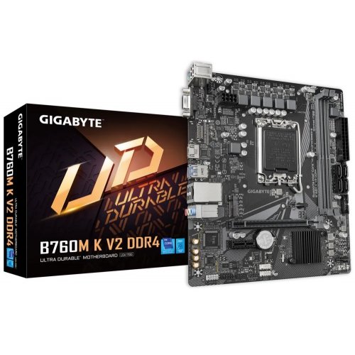 Купить Материнская плата Gigabyte B760M K V2 DDR4 (s1700, Intel B760) с проверкой совместимости: обзор, характеристики, цена в Киеве, Днепре, Одессе, Харькове, Украине | интернет-магазин TELEMART.UA фото