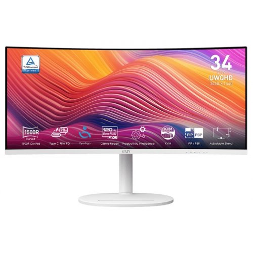 Купити Монітор MSI 34" Modern MD342CQP White - ціна в Києві, Львові, Вінниці, Хмельницькому, Франківську, Україні | інтернет-магазин TELEMART.UA фото