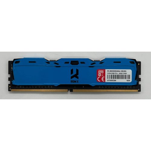 Купить Озу GoodRAM DDR4 8GB 3000Mhz Iridium X Blue (IR-XB3000D464L16S/8G) (Восстановлено продавцом, 678888) с проверкой совместимости: обзор, характеристики, цена в Киеве, Днепре, Одессе, Харькове, Украине | интернет-магазин TELEMART.UA фото