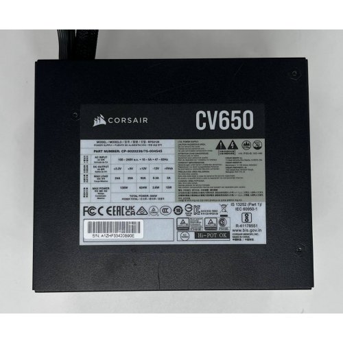 Блок живлення Corsair CV650 650W (CP-9020236-EU) (Відновлено продавцем, 678961) купити з перевіркою сумісності: огляд, характеристики, ціна у Києві, Львові, Вінниці, Хмельницькому, Івано-Франківську, Україні | інтернет-магазин TELEMART.UA фото