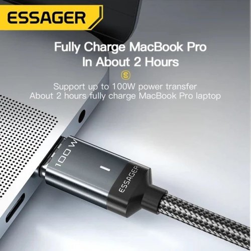 Кабель Essager KASS Magnetic USB Type-C to USB Type-C 100W 2m (EXCCXTT1-KSA0H) Gray купити в Україні: Київ, Львів, Хмельницький, Тернопіль, Івано-Франківськ | Низька ціна, відгуки, характеристики від TELEMART фото