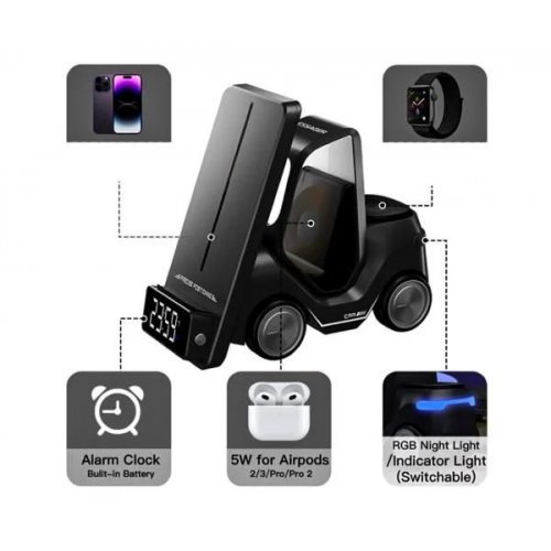 Бездротовий зарядний пристрій Essager Forklift Desktop Wireless Charger 15W (EWXZM-CC0G-Z) Gray купити в Україні | Telemart фото
