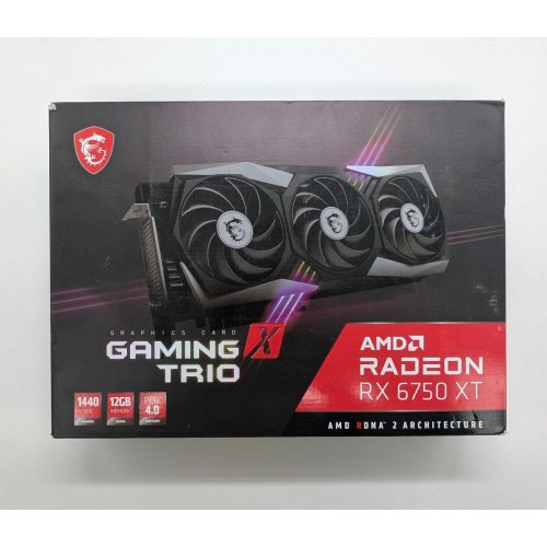 Відеокарта MSI Radeon RX 6750 XT Gaming X Trio 12288MB (Radeon-RX-6750-XT-GAMING-X-TRIO-12G) (Відновлено продавцем, 679347) купити з перевіркою сумісності: огляд, характеристики, ціна у Києві, Львові, Вінниці, Хмельницькому, Івано-Франківську, Україні | інтернет-магазин TELEMART.UA фото