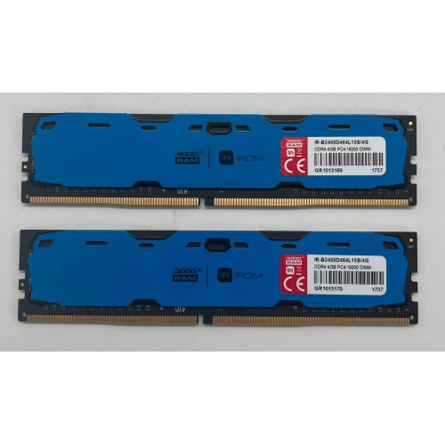 Купить Озу GoodRAM DDR4 8GB (2x4GB) 2400Mhz IRDM Blue (IR-B2400D464L15S/8GDC) (Восстановлено продавцом, 679695) с проверкой совместимости: обзор, характеристики, цена в Киеве, Днепре, Одессе, Харькове, Украине | интернет-магазин TELEMART.UA фото