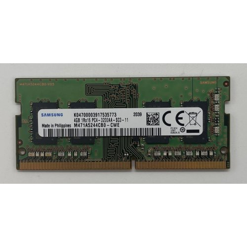 Озп Samsung SODIMM DDR4 4GB 3200Mhz (M471A5244CB0-CWE) OEM (Відновлено продавцем, 679701) купити з перевіркою сумісності: огляд, характеристики, ціна у Києві, Львові, Вінниці, Хмельницькому, Івано-Франківську, Україні | інтернет-магазин TELEMART.UA фото