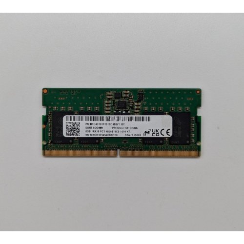 Купить Озу Micron SODIMM 8GB DDR5 4800Mhz (MTC4C10163S1SC48BA1) (Восстановлено продавцом, 679749) с проверкой совместимости: обзор, характеристики, цена в Киеве, Днепре, Одессе, Харькове, Украине | интернет-магазин TELEMART.UA фото