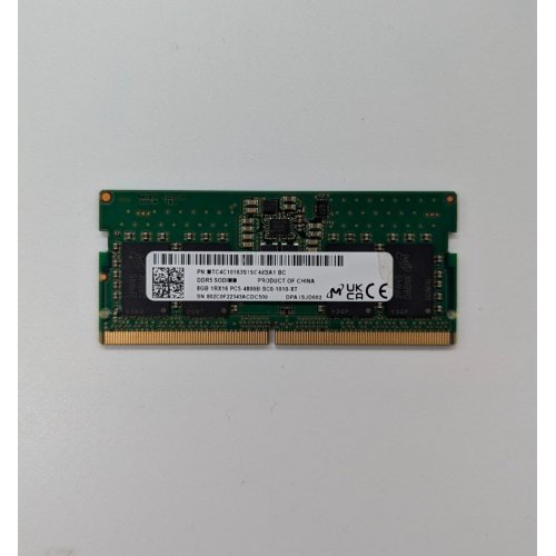 Купить Озу Micron SODIMM 8GB DDR5 4800Mhz (MTC4C10163S1SC48BA1) (Восстановлено продавцом, 679753) с проверкой совместимости: обзор, характеристики, цена в Киеве, Днепре, Одессе, Харькове, Украине | интернет-магазин TELEMART.UA фото