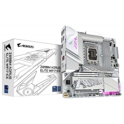 Материнська плата Gigabyte Z890M AORUS ELITE WIFI7 ICE (s1851, Intel Z890) купити з перевіркою сумісності: огляд, характеристики, ціна у Києві, Львові, Вінниці, Хмельницькому, Івано-Франківську, Україні | інтернет-магазин TELEMART.UA фото