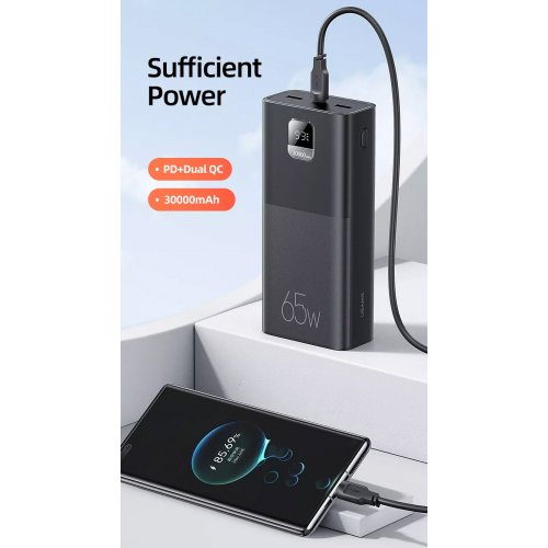 Купити Powerbank Usams US-CD185 30000mAh 65W Black - ціна в Києві, Львові, Вінниці, Хмельницькому, Франківську, Україні | інтернет-магазин TELEMART.UA фото