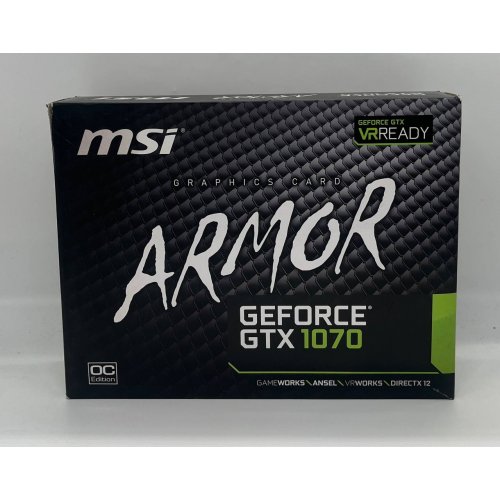 Відеокарта MSI GeForce GTX 1070 ARMOR OC 8192MB (GTX 1070 ARMOR 8G OC) (Відновлено продавцем, 680438) купити з перевіркою сумісності: огляд, характеристики, ціна у Києві, Львові, Вінниці, Хмельницькому, Івано-Франківську, Україні | інтернет-магазин TELEMART.UA фото