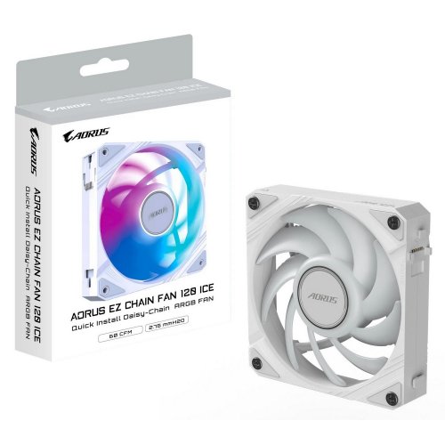 Купить Кулер для корпуса Gigabyte AORUS EZ CHAIN FAN 120 (GP-ECFAN1201 ICE) White с проверкой совместимости: обзор, характеристики, цена в Киеве, Днепре, Одессе, Харькове, Украине | интернет-магазин TELEMART.UA фото