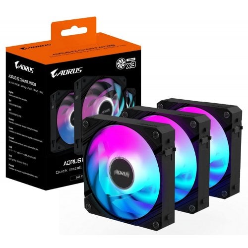 Купить Кулер для корпуса Gigabyte AORUS EZ CHAIN FAN 120 (3-Pack) (GP-ECFAN1203) Black с проверкой совместимости: обзор, характеристики, цена в Киеве, Днепре, Одессе, Харькове, Украине | интернет-магазин TELEMART.UA фото