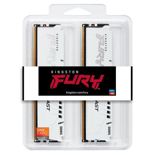 Уцінка озп Kingston DDR5 32GB (2x16GB) 6400Mhz FURY Beast White (KF564C32BWEK2-32) (Пошкоджено пакування, 681544) купити з перевіркою сумісності: огляд, характеристики, ціна у Києві, Львові, Вінниці, Хмельницькому, Івано-Франківську, Україні | інтернет-магазин TELEMART.UA фото