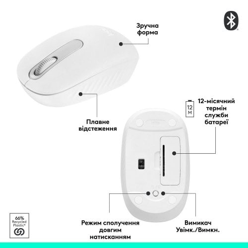 Фото Мышка Logitech M196 Bluetooth (910-007460) Off-White