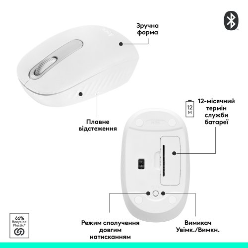 Купить Мышка Logitech M196 Bluetooth (910-007460) Off-White - цена в Харькове, Киеве, Днепре, Одессе
в интернет-магазине Telemart фото