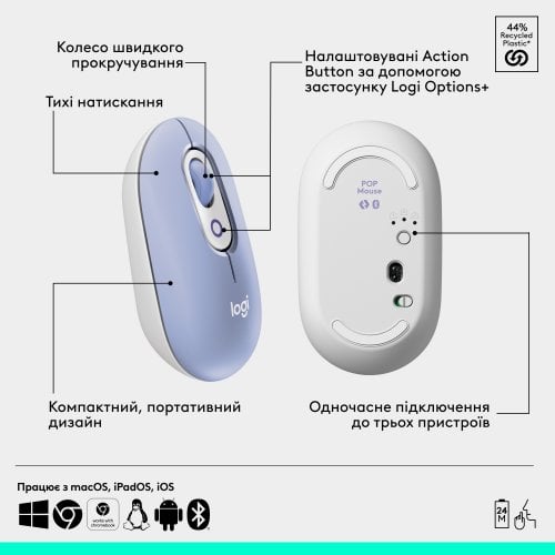 Купить Мышка Logitech POP Mouse with Emoji (910-007414) Lilac - цена в Харькове, Киеве, Днепре, Одессе
в интернет-магазине Telemart фото