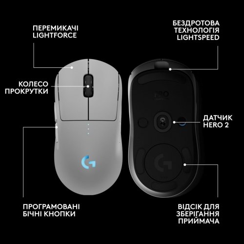 Фото Мышка Logitech Pro 2 Lightspeed Wireless (910-007302) White