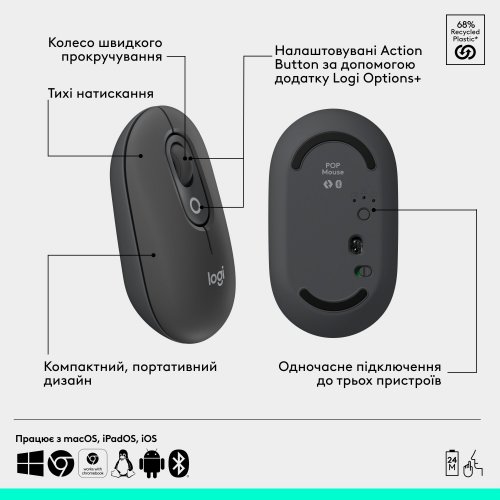 Купить Комплект Logitech Pop Icon Combo (920-013156) Graphite - цена в Харькове, Киеве, Днепре, Одессе
в интернет-магазине Telemart фото