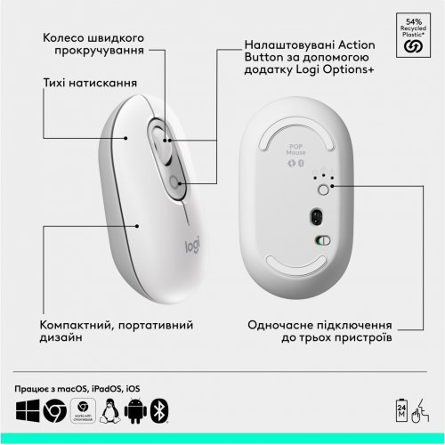 Купити Комплект Logitech Pop Icon Combo (920-013141) Off-White - ціна в Києві, Львові, Вінниці, Хмельницькому, Франківську, Україні | інтернет-магазин TELEMART.UA фото