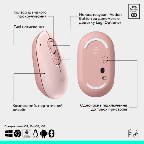 Купить Комплект Logitech Pop Icon Combo (920-013142) Rose - цена в Харькове, Киеве, Днепре, Одессе
в интернет-магазине Telemart фото